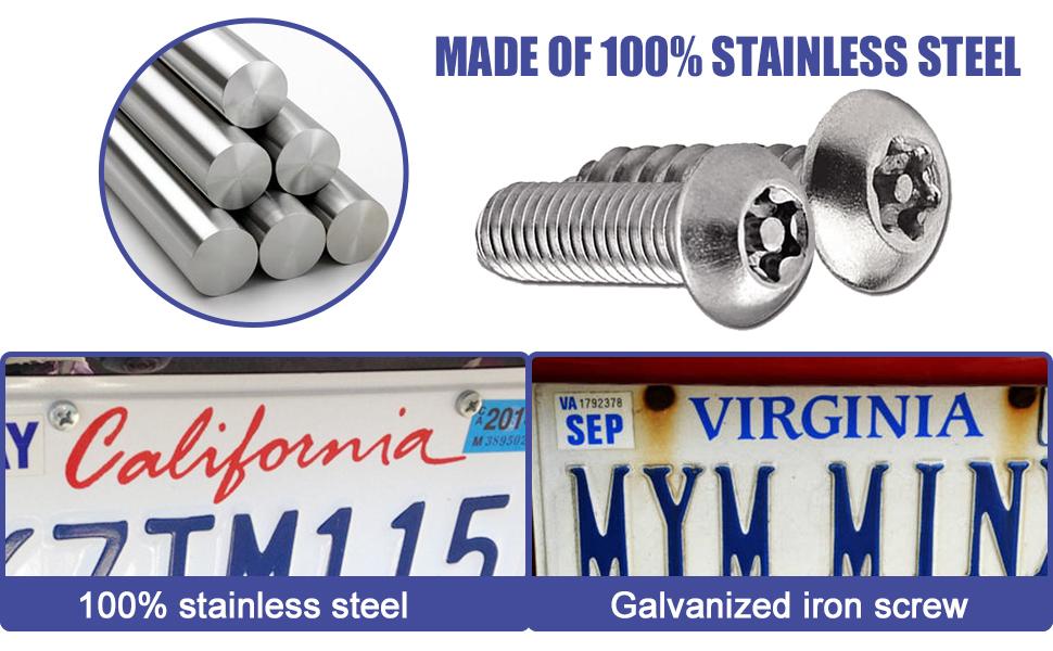 8PCS Anti Theft License Plate Screws, Tamper Resistant Licence Plate Kit, Stainless Steel License Plate Screws for Protection Car License Plates