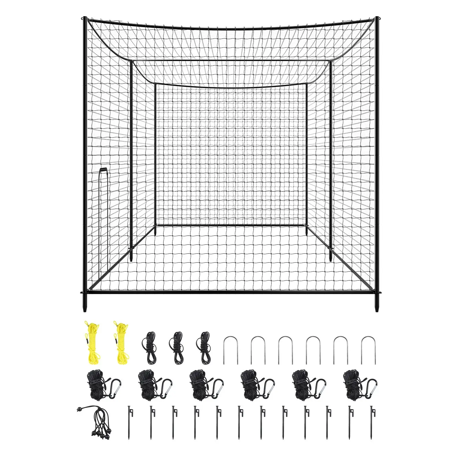 【DealsForYouDays】VEVOR Baseball Batting Cage, 35.0 x 10.5 x 10.2 FT Freestanding Portable Batting Cage, Hitting Cages with 45-Ply Knotted HDPE & Long Positioning Ropes, Battings Cages Netting for Indoor Outdoor