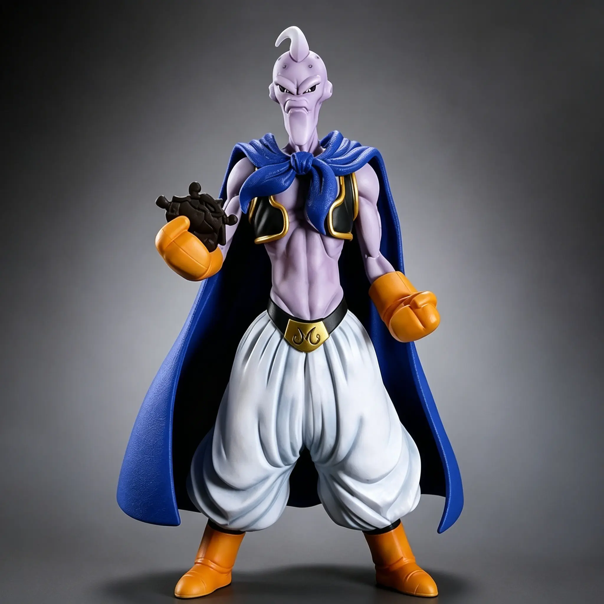 Dragon Ball Buu Figure, Classic Skin Design, Detailed Muscle Lines, Blue Cape, Gloves, PVC Material, Collectible Anime Figurine