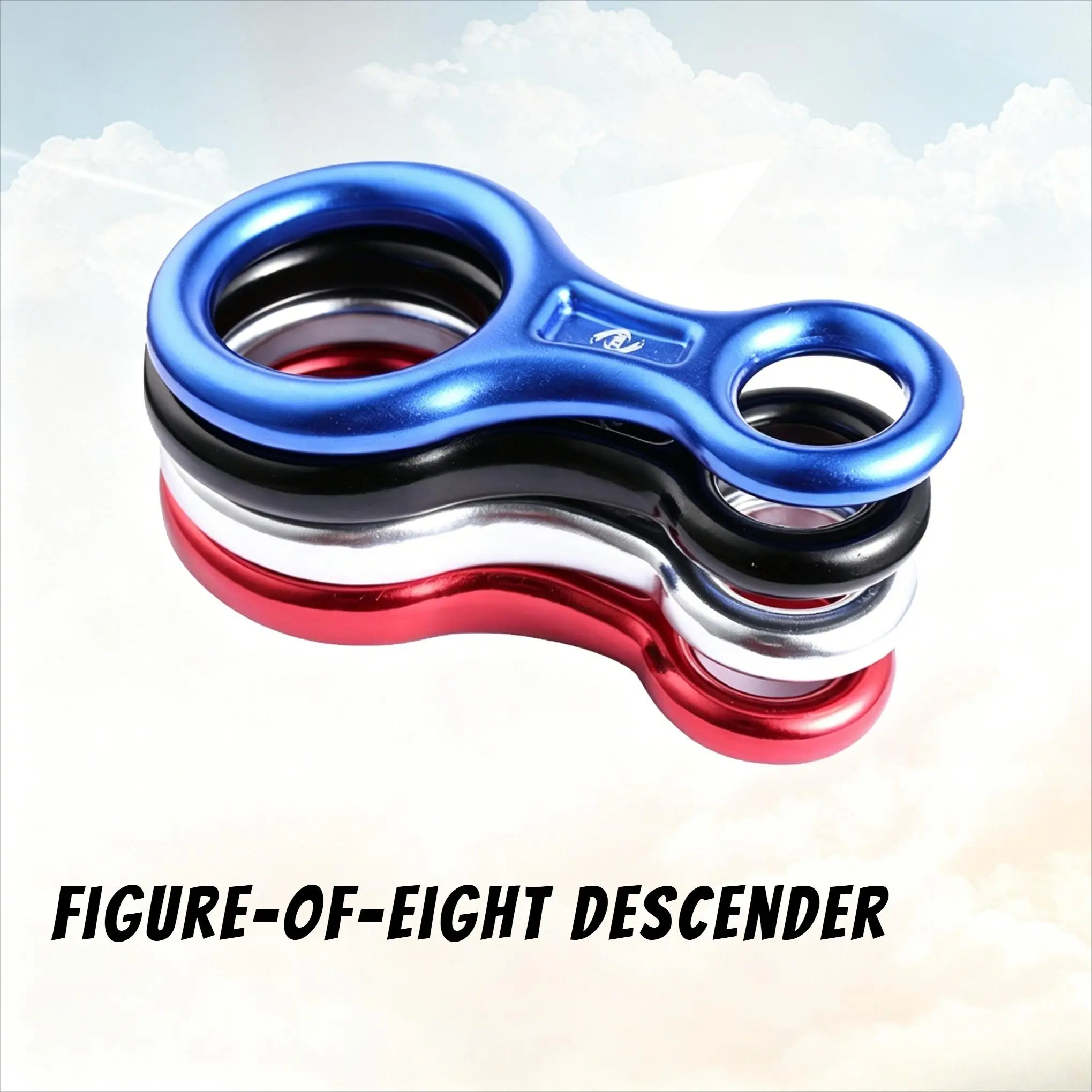 Compact Aluminium Figure 8 Descender, Heavy-Duty Climbing Belay Device for Mountaineering, Canyon Rappelling, Construction High-Altitude Operation Training, Easy to Carry