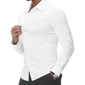 Alimens&Gentle Dress Shirts 16-Way Stretch Slim Fit Long Sleeve Button Down Business Casual Shirts Wrinkle Free Traveler Shirts Top Menswear DealsForYouDays