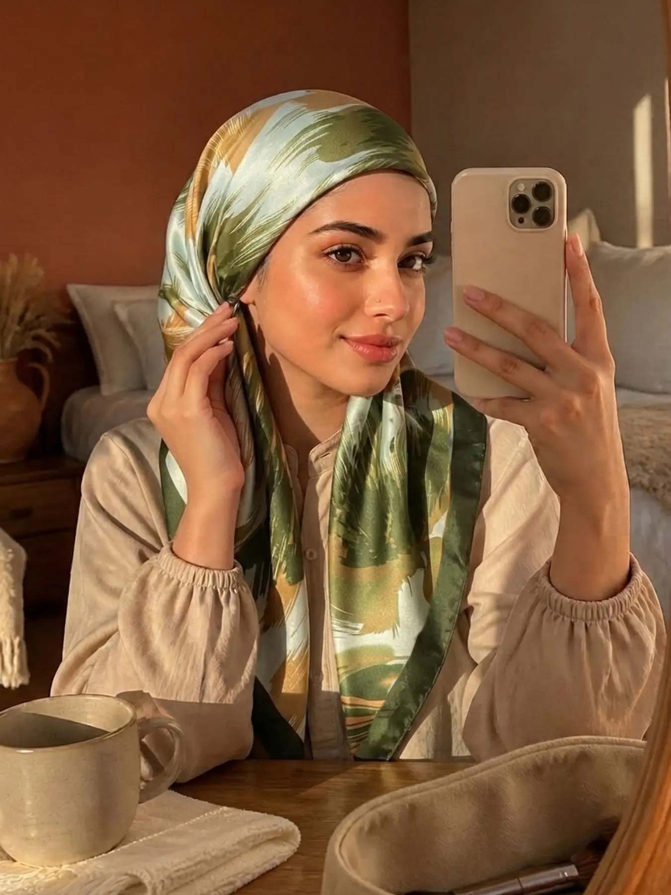 Versatile Printed Satin Hijab, Soft & Shiny Breathable Headwrap, Essential for Everyday Modest Fashion, Elegant Daily Wear Hijab