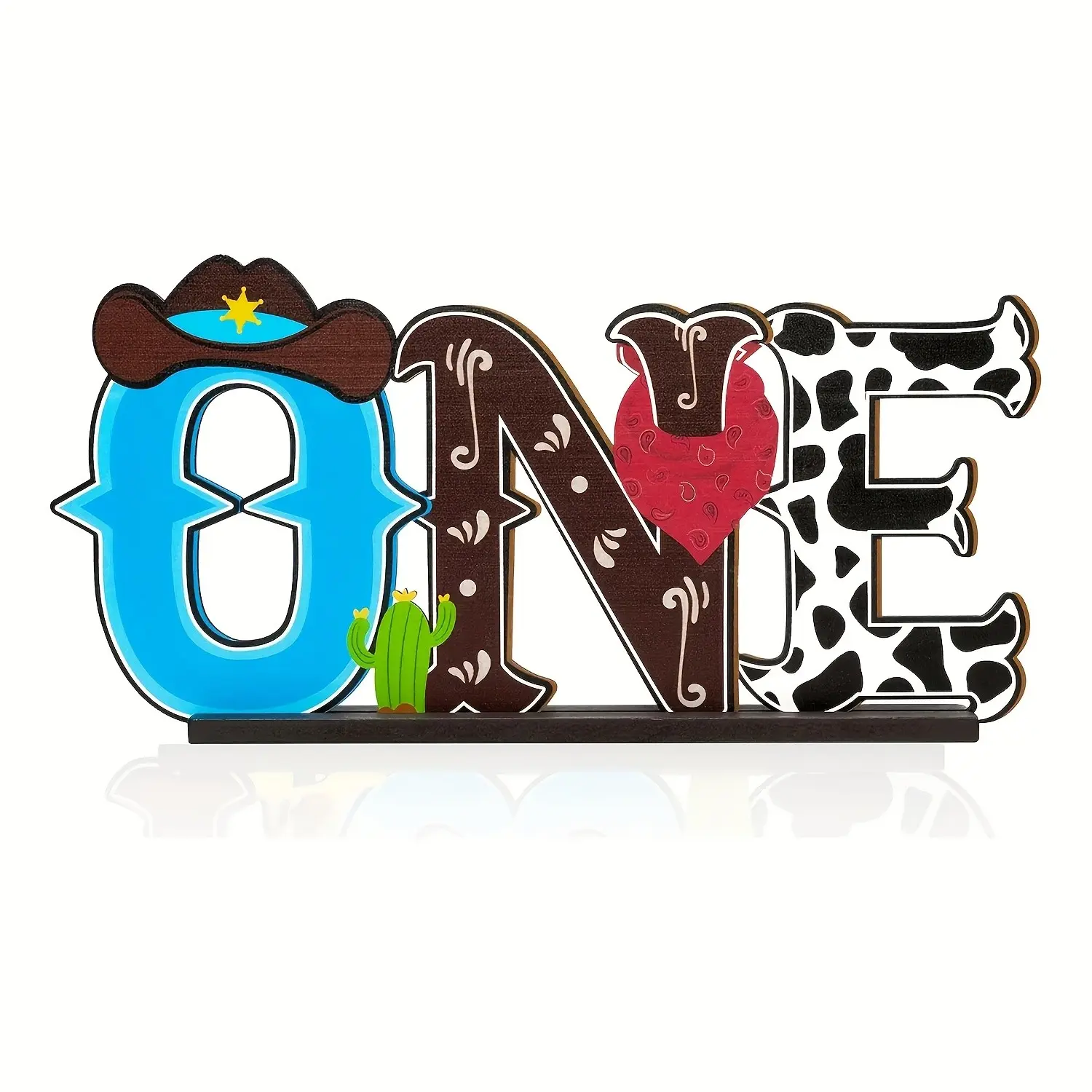 Cowboy Theme Wooden Letter Ornament, Baby 1st Birthday Table Decor, Sweet Treats Display, Photo Background Decoration, Woody Style