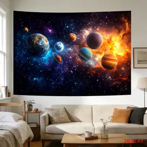 Funny Tapestry Solar System, Planets, Stars, Nebula, Galaxy, Room Wall Decoration, Suitable for Living Room, Meditation, Office, Party Decor