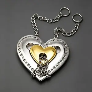 Heart Lock Puzzle Keychain, Silver Color Zinc Alloy Iq Test Toy, Adult Teenager Stress Relief Valentine Unlock Game