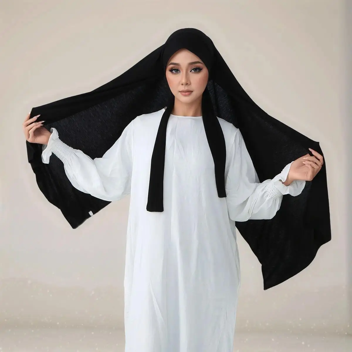 New Elasticity Modal Jersey Instant Hijab With Straps Muslim Woman Hijab Soft Solid Headwraps Turban Islam Malaysia Headscarf