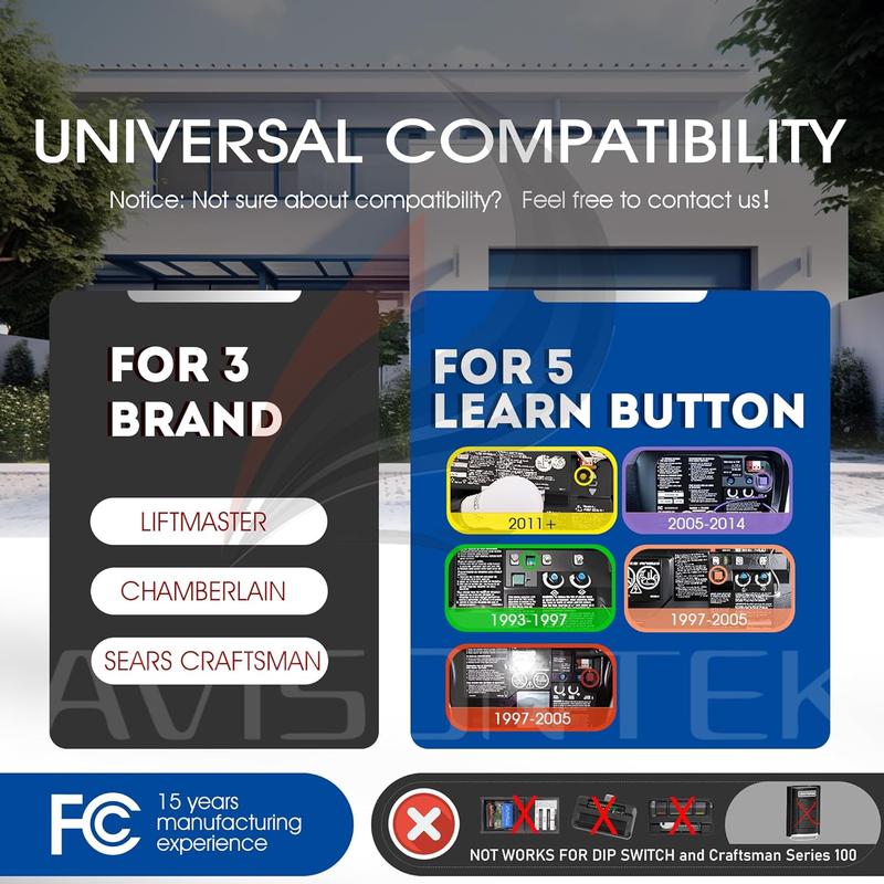 CMXZDCG440 CMXZDCG453 Universal Garage Door Opener Keypad & Remote【12 Year Warranty】