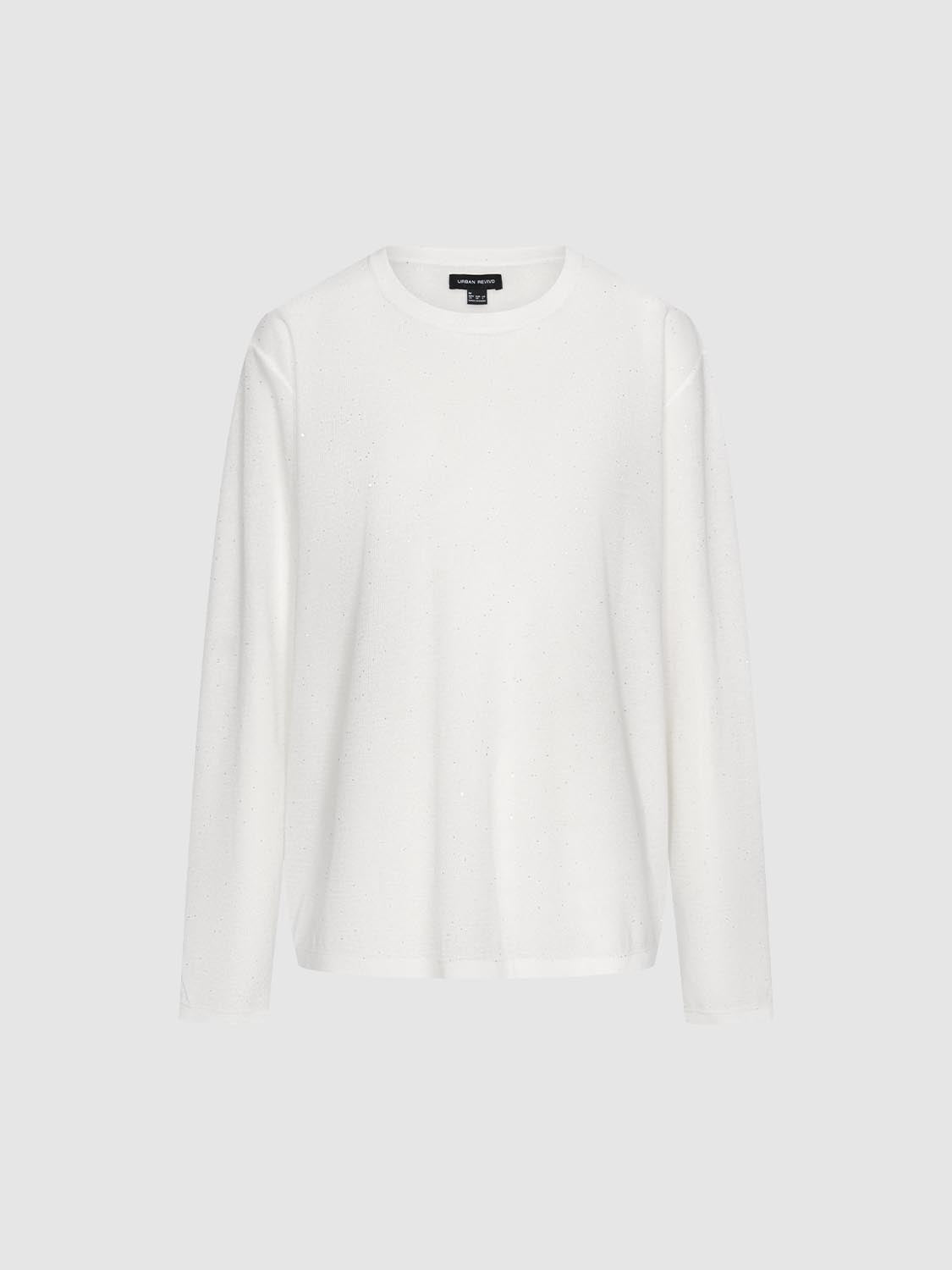 URBAN REVIVO 2026 Summer Women's Casual Design Sequined Loose Round Neck Knit Top UWH960036