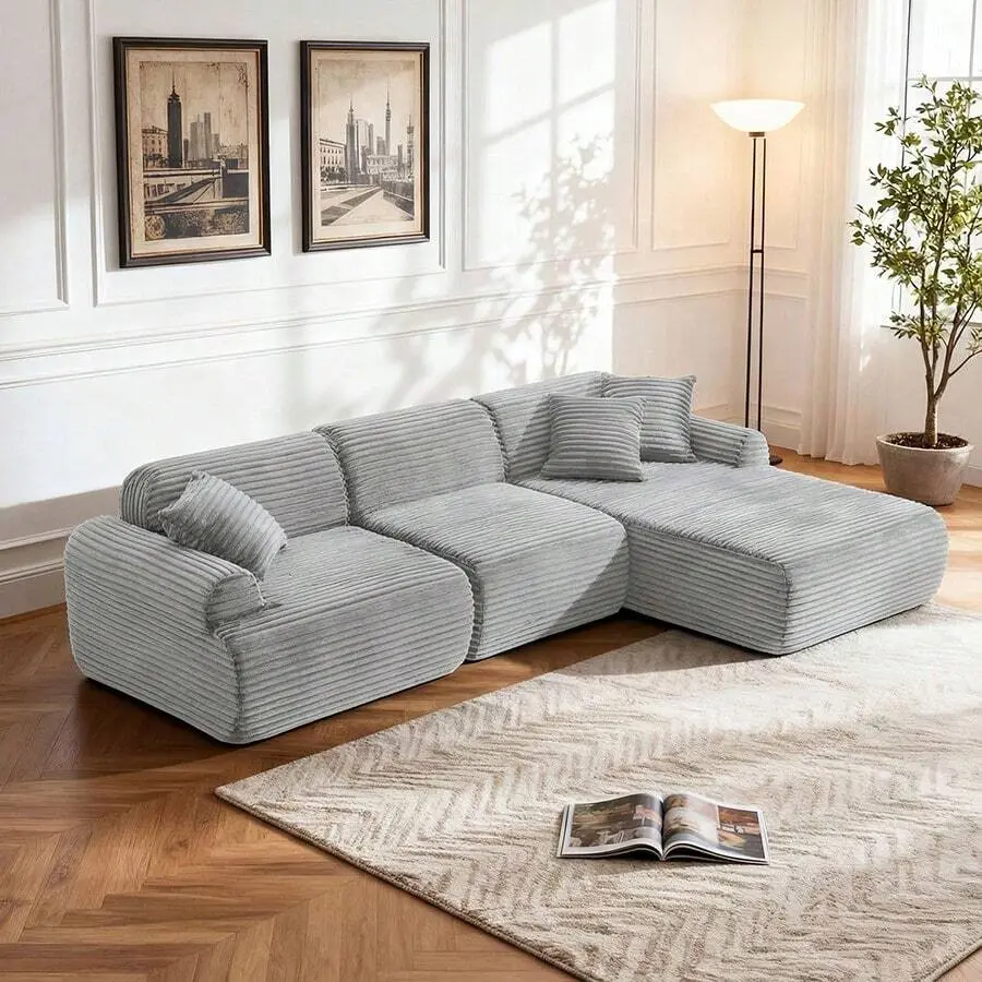105" Modular Sectional Sofa Couch Living Room, L-Shaped Convertible Boneless Compressed Couch With Removable & Washable Sofa Cover, Modular Reconfigurable Sectional Apartments & Small Spaces, No-Assembly