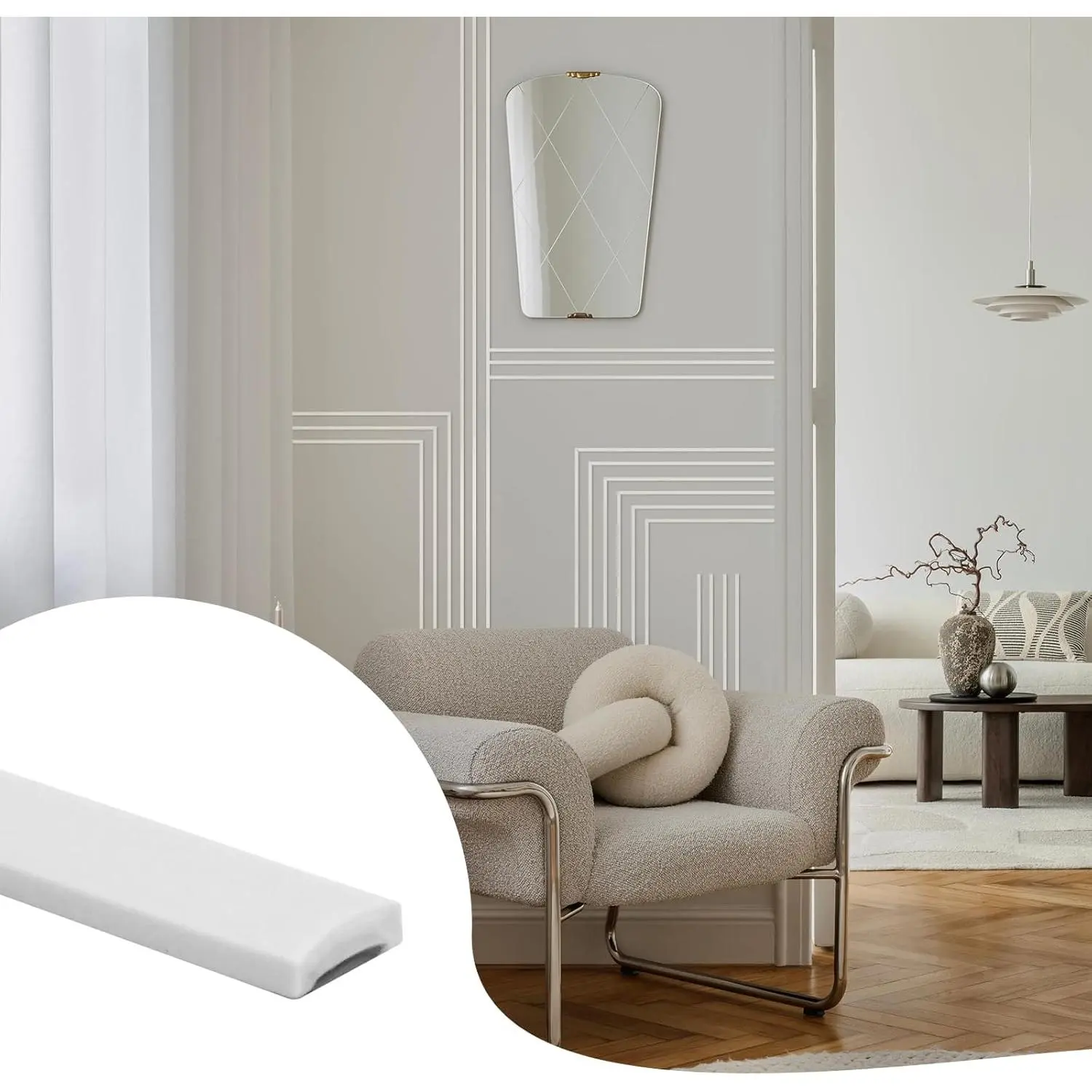 9.8 Ft Peel and Stick Wall Molding Trim, Flexible PVC Trim