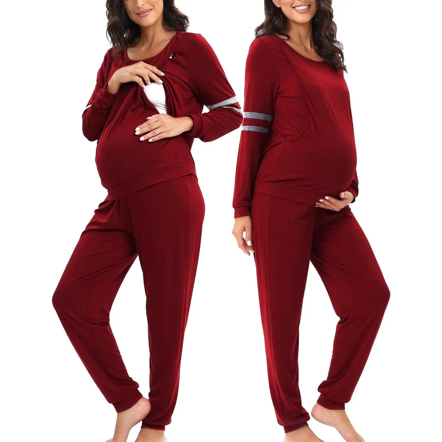 Comfortable Maternity Nursing Pajamas Set Breastfeeding Sleepwear Pjs Suit for Pregnancy and Postpartum