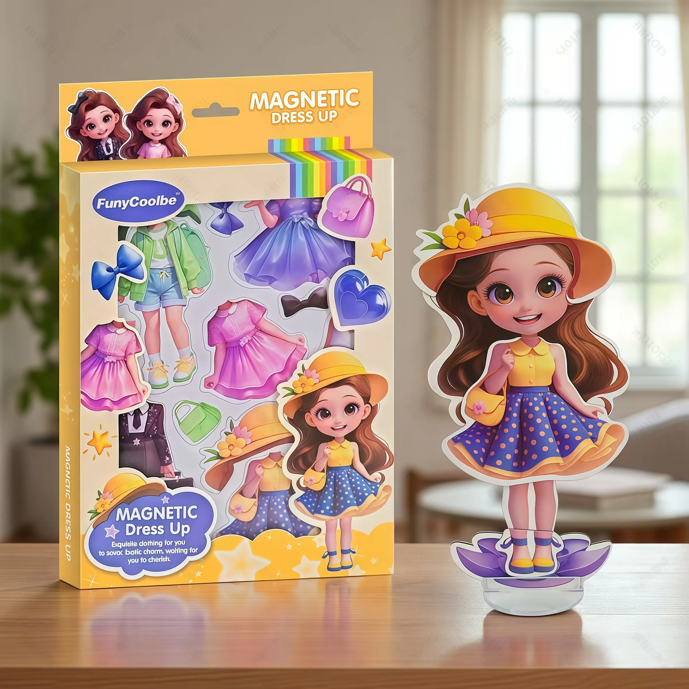 Magnetic Doll Dress-Up Set, DIY Craft Kit, Reusable DIY Stickers, Travel Quiet Book, Fashion Change, Suitable for Boys and Girls Aged 3+, Holiday Gift