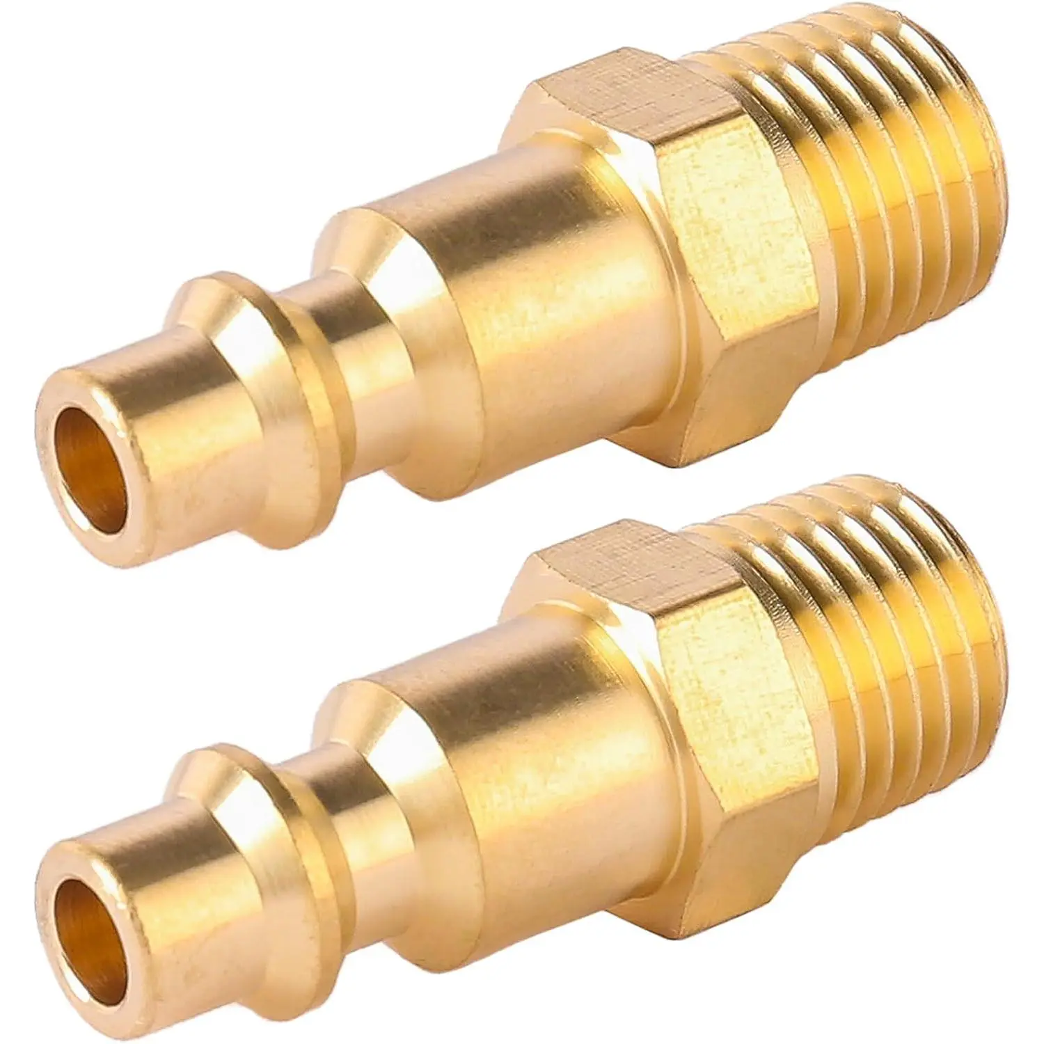 Brass 1/4-Inch NPT Male Industrial Air Hose Quick Connect Adapter,Air Coupler and Plug Kit,Air Compressor Fittings 2 count