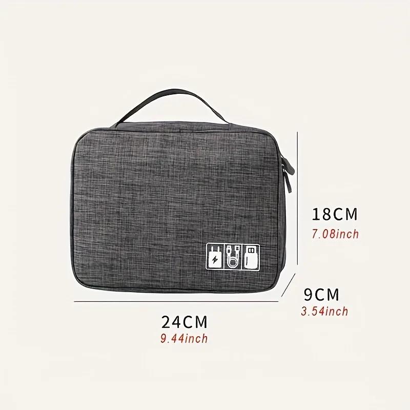 Oxford Travel Cable Bag Shockproof Multi-layer Charger Data Cable USB Bag Organizer Solid Color Electronic Accessory Storage Bag