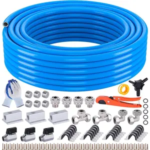 Compressed Air Line Kit, 3/4 Inch ID x 100FT HDPE-Aluminum Compressed Air Piping System, Garage Air Compressor Line Kit Accessories for Shop| 200 PSI| 90PCS