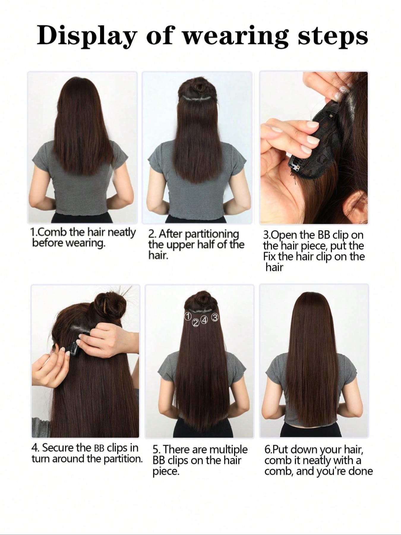 Women's Long Straight Hair Extensions, 16 Clips 22 Inches Synthetic Fiber, Natural Smooth Look, Easy Daily Wear & Special Occasions, Synthetic Wiglets, Synthetic Clip Hairpiece