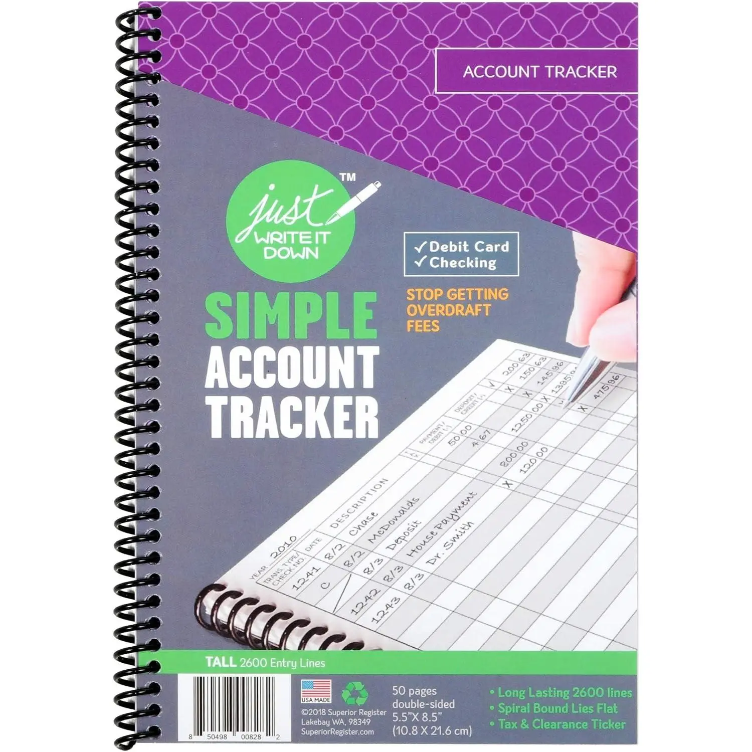 's  Check Book  & Debit Card  Notebook - Checking Account , Business ,  Log & Expense  - Standard Edition - 1 count,