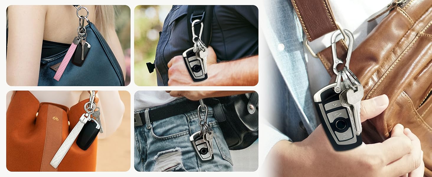 Leather Wristlet Keychain,Car Key Chain Wrist Keychain with 3 Key Ring and Anti-Lost D Ring (Purple) Leather Wristlet Keychain,Car Key Chain Wrist Keychain with 3 Key Ring and Anti-Lost D Ring (Purple)