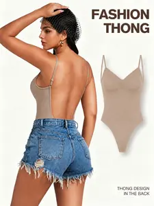 Women's Backless Elegant Shapewear Bodysuit, Seamless Low Back Thong Body Shaper for Backless Dresses, Tummy Smoothing and Waist Sculpting Support, Invisible Under Evening Gowns, Adjustable Straps, Lightweight Comfort Fit