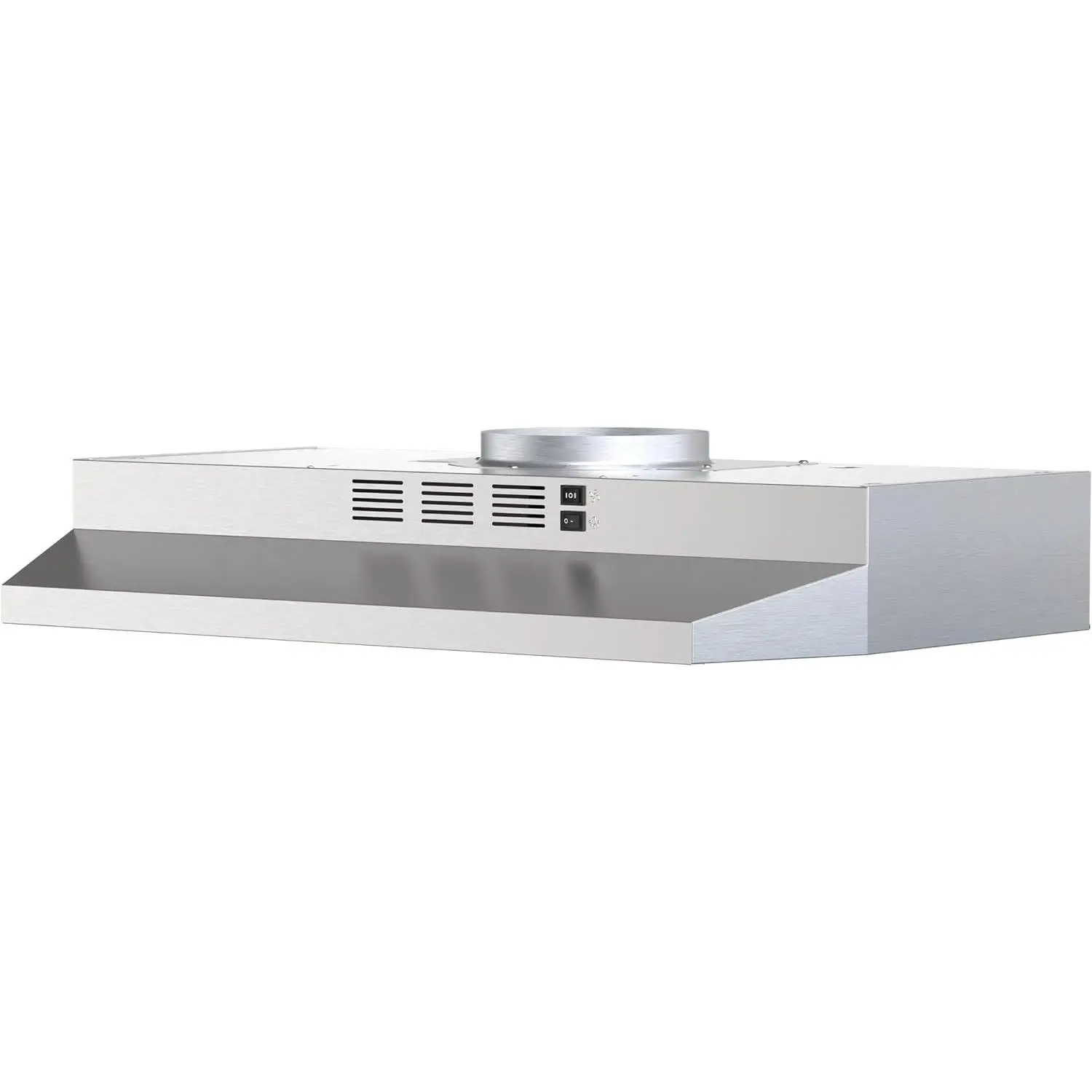 Under Cabinet Range  30 inch, 300 CFM Ducted/Ductless Convertible, 2-Speed Exhaust Fan with LED Light & Rocker Control, Stainless Steel Kitchen Vent