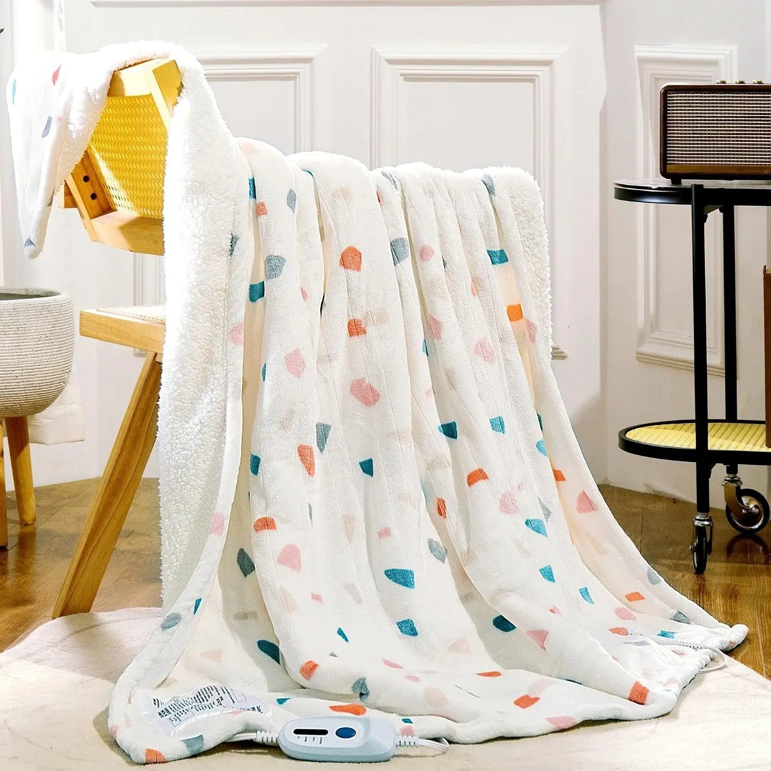 Heated Blanket 50"x60", Electric Blanket 5 Heat Levels, 3 Hour Auto Off Heated Throw Blanket, Machine Washable, Overheat Protection, Lovely Electric Throw for Office, Gift for Women