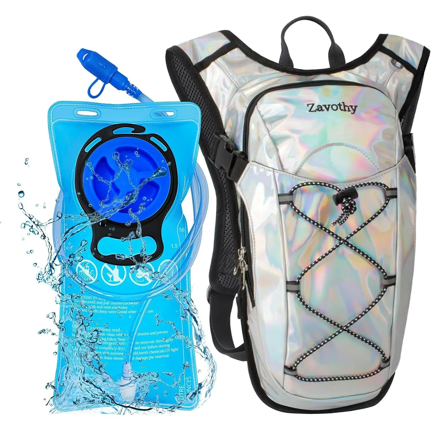 Reflective Hydration Backpack, Hydration Pack - Water Backpack with 2L Hydration Bladder, Essential for Festivals - Rave Hydration Pack for Hiking, Running, Cycling, and FestivalsGift