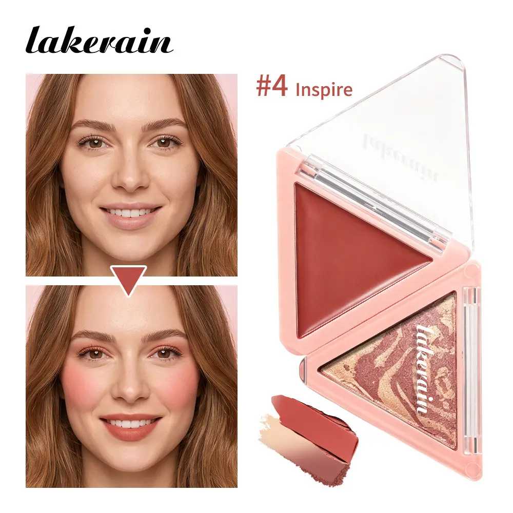 Triangular Dual-Color Blush Palette, Matte Soft Light, Layerable Base, Long-Lasting, Mini Portable, Perfect for On-The-Go Use