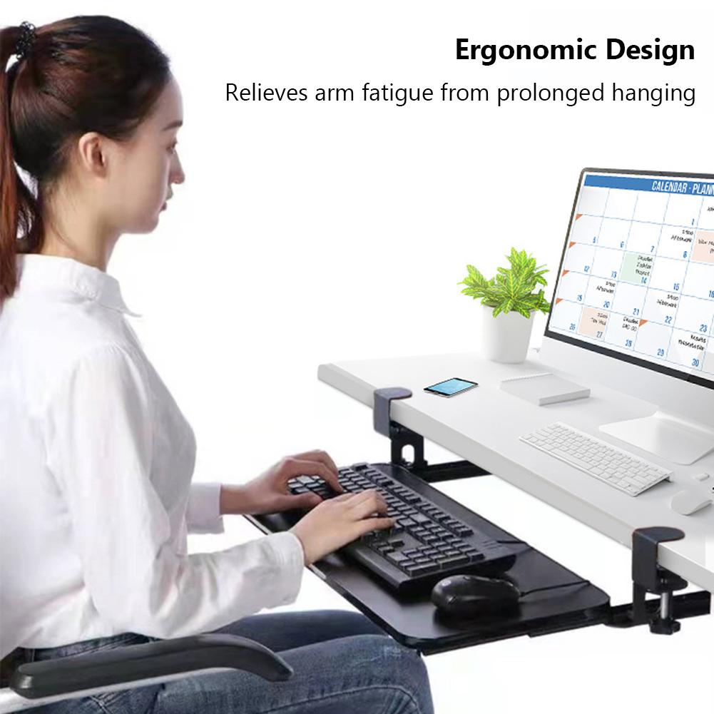 [Pull Out Computer Drawer] Adjustable Keyboard Tray | Acrylic Slide-out Under Desk, No Installation NEW