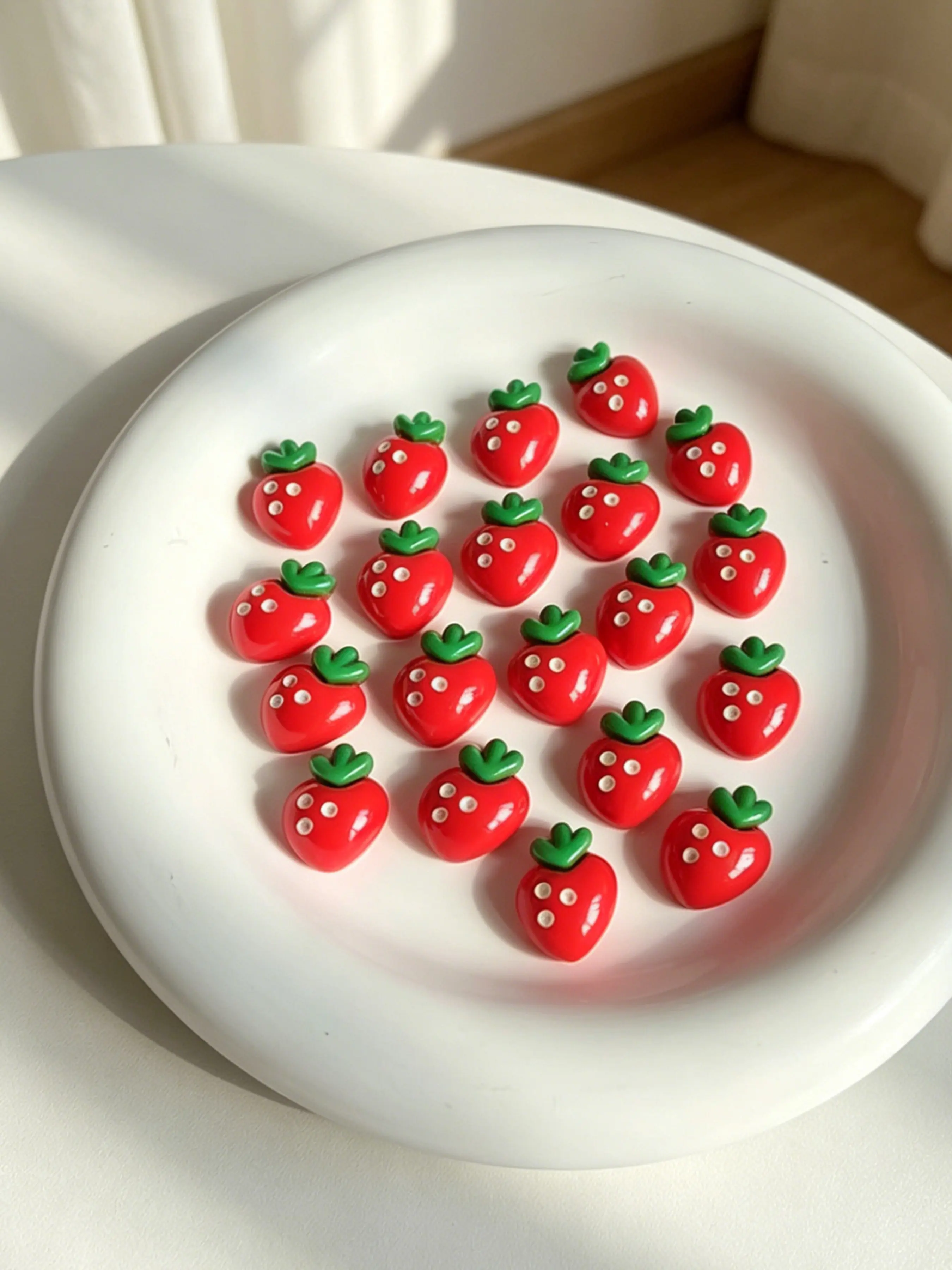 20 Resin Strawberry Charms, 20x14mm, Cute Fruit Design, DIY Jewelry Making, Earrings, Necklaces, Phone Cases, Refrigerator Magnets