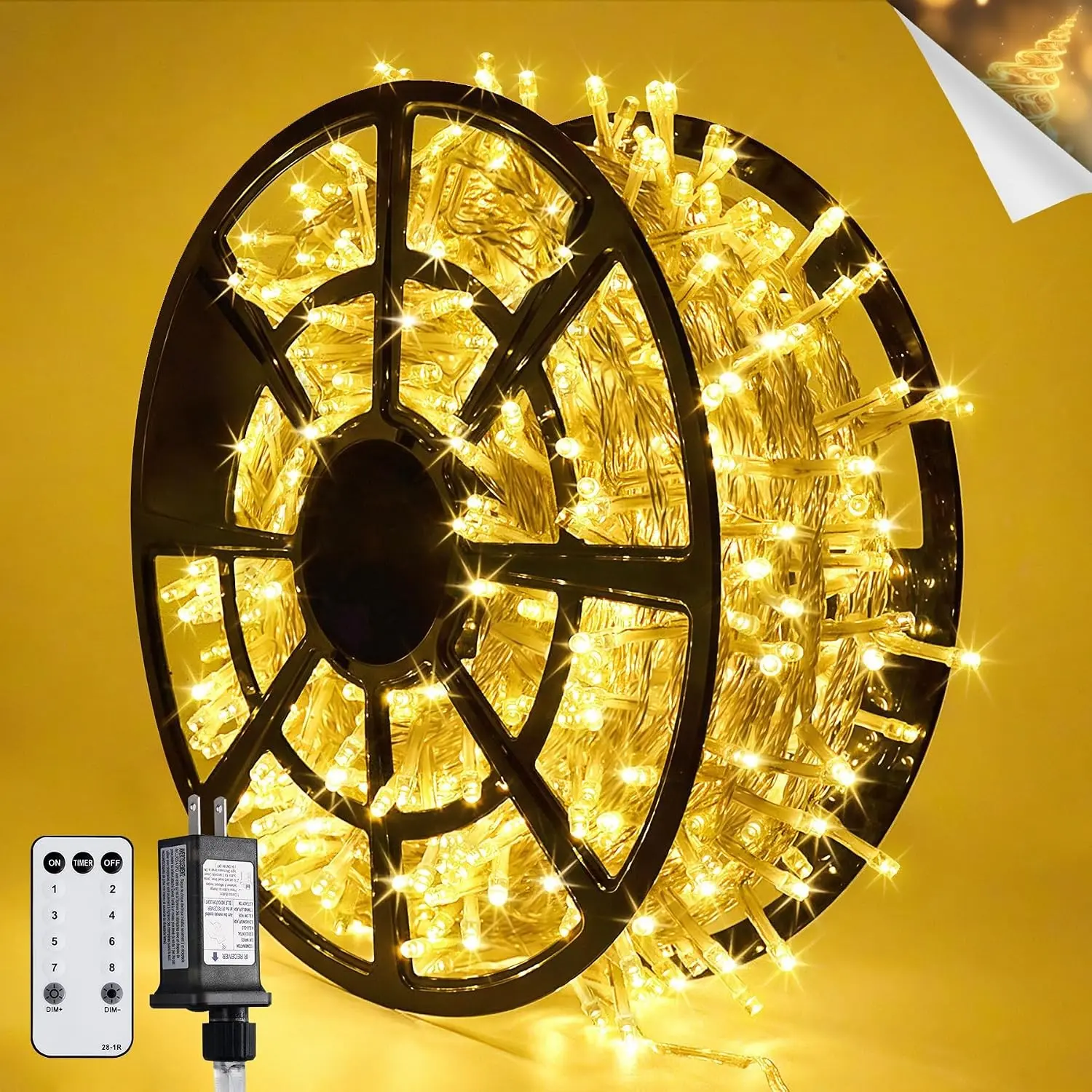 168FT 600 LED String Lights for Outside Clear Wire, Warm White Christmas Lights Outdoor Waterproof, Tree Lights Outdoor Plug in for Patio Wedding Party Holiday Christmas Bedroom Pergola Decor