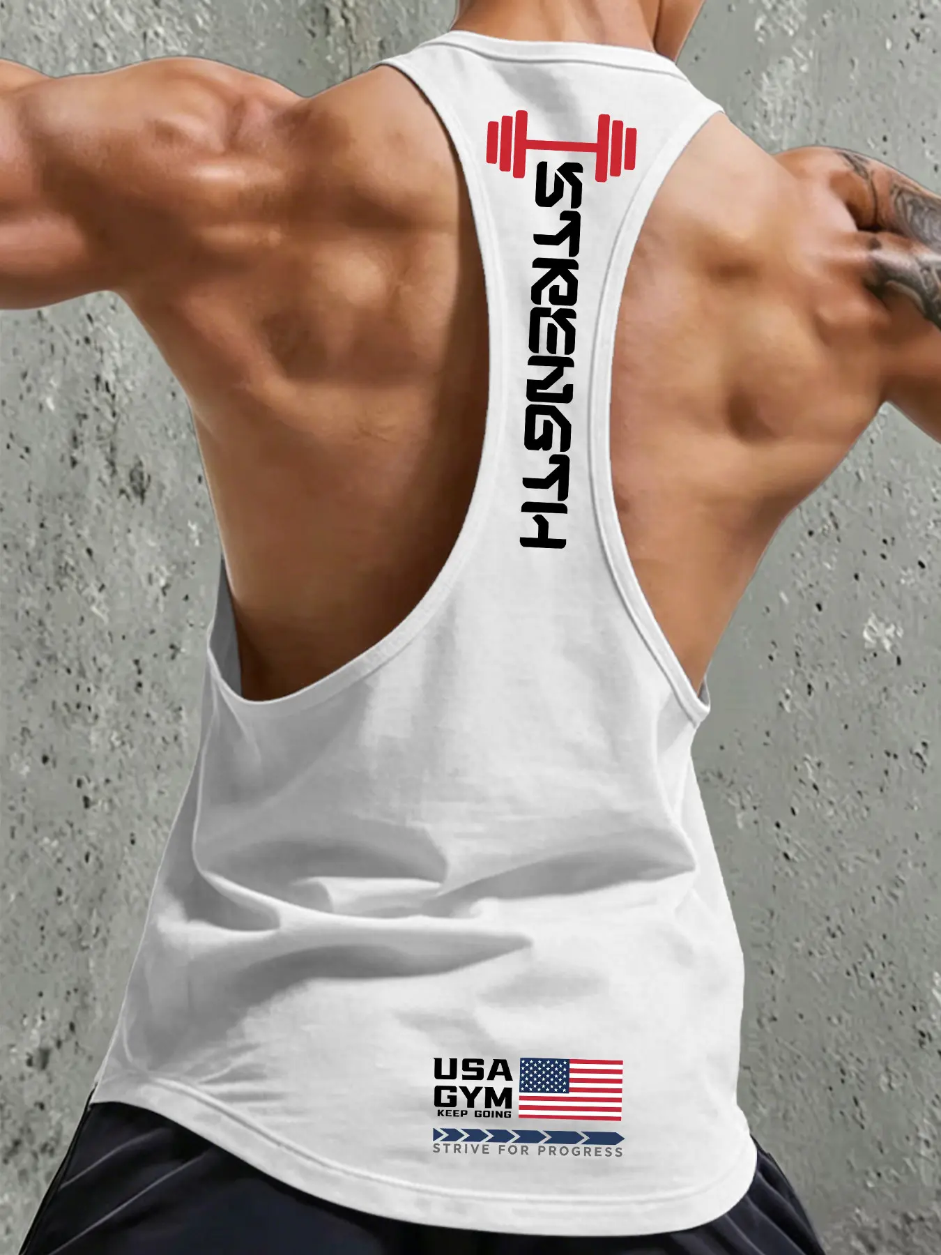 Usa Flag Print Sport Vest, Breathable Elastic Men's Training Top, Sleeveless Workout Tank for Weightlifting and Running, Sleeveless Sports Top