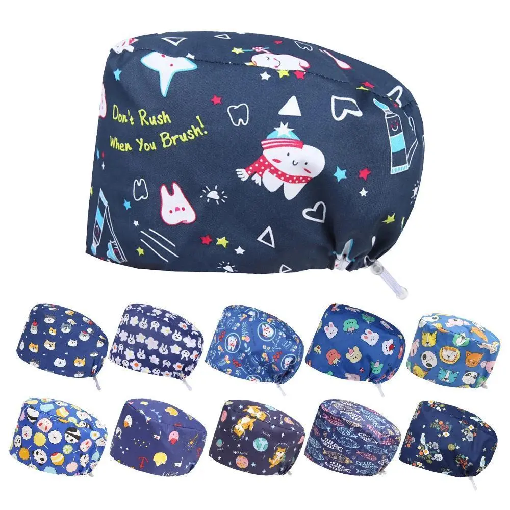 100% Cotton Long Hair Working Skullcaps Unisex Nursing Scrub Cap Soft Breathable TOOTH Chef Dental Hats K727