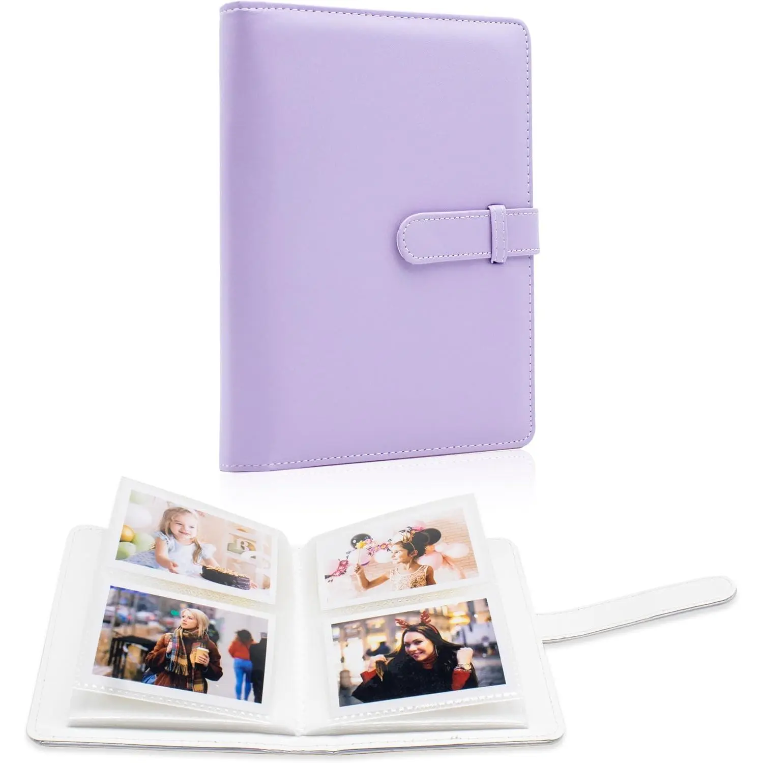 64-Pocket Transparent Cover PU Leather Compact Photo Album Book for 2x3 Inch Film - Compatible with Instax Mini Camera, Hi-Print Pictures, Ideal Birthday Gifts for Scrapbooking Enthusiasts