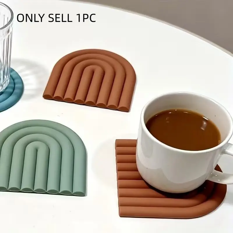 Rainbow Shaped Coaster, Small Size Silicone Coaster, Colorful Easy Design, Easy to Clean, Ideal for Gifting, Office, Kitchen, Dining Table