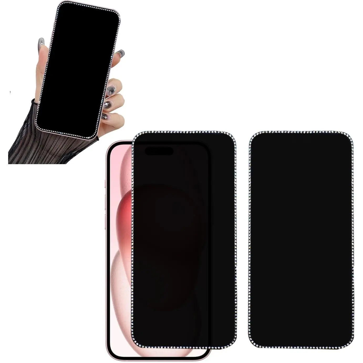 2 count Glitter  Screen Protector Suit for  Air 6.5Inch, Anti-spy  Bling Shiny Sparkling Tempered Glass