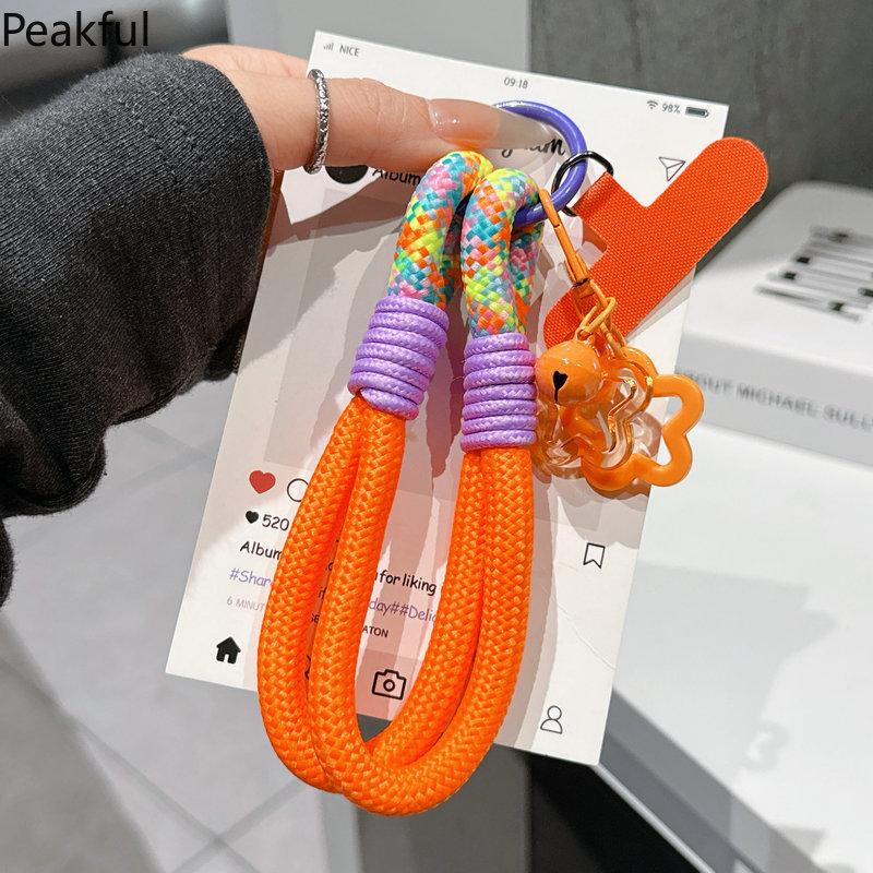 Dopamine Phone Lanyard | Viral Short Wrist Rope with Star & Bell Decor | Braided Anti-Lost Keychain Strap | Aesthetic Portable Wristband for All Phones, Ideal for Dating, Vacation, Shopping & Everyday Carry