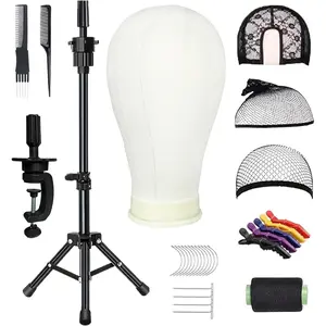 22 Inch Wig  Mannequin  for Wigs, Wig Stand with  for Hair Styling Practice Display Wigs Making Tripod Stand with T Pins Set