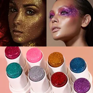 Julystar 8-Color Face & Body Sequin Stick - Makeup with Corrective Face Brightener, Coverage for Stage Performance, Theater Costumes, Parties, Photoshoots - Suitable for Skin Tones