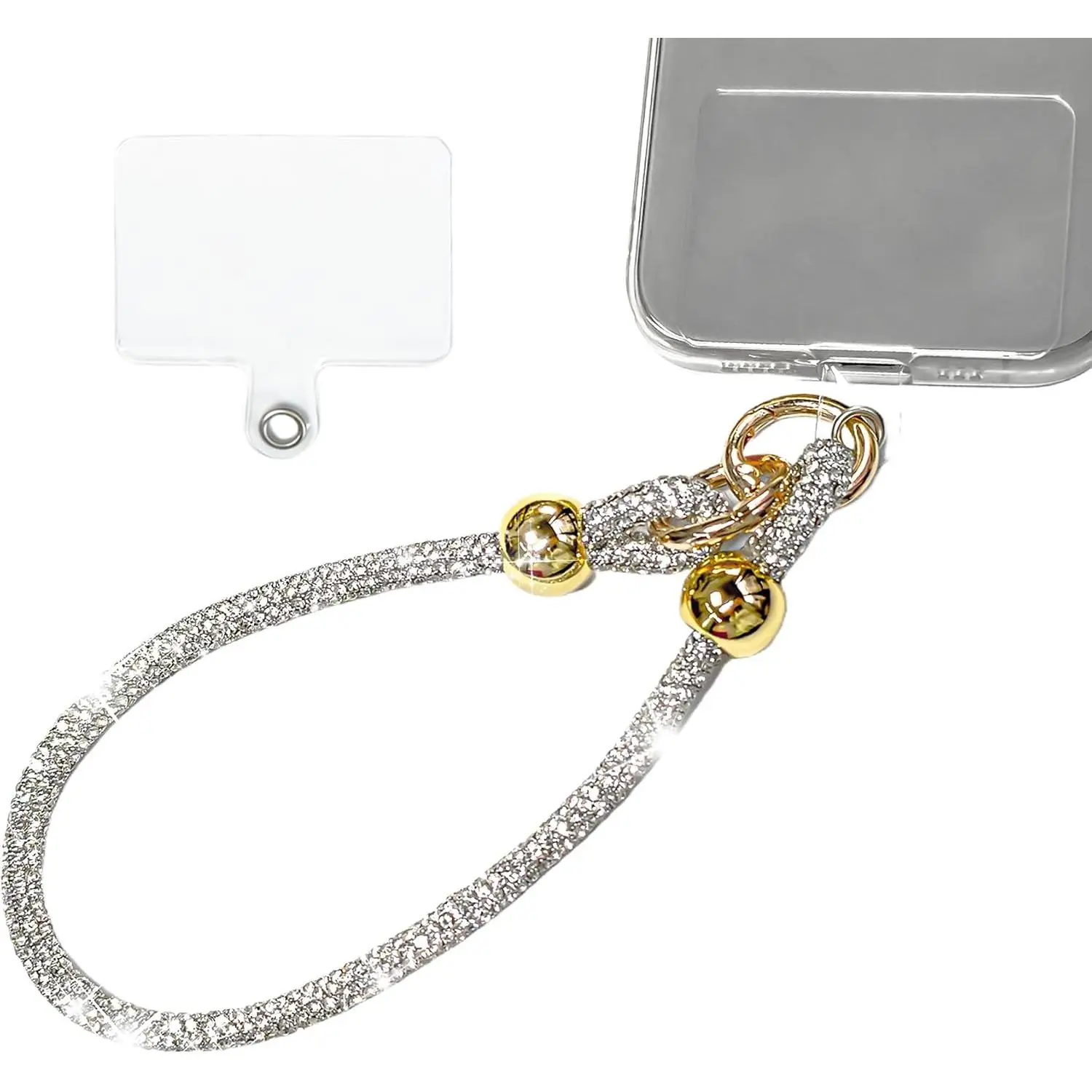 Luxury  Phone Wrist Strap with Tether Tab & Pad for Women Girls, Detachable Bling Rhinestone  Wristlet Lanyard for Mobile Phone, Bag & Key Accessories (Z-)