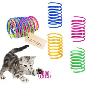 Interactive Cat Spiral Creative Spring Toy to Kill Time and Keep Fit, Sturdy and Heavy Plastic for Swatting, Biting, Hunting Kitten Toys, Colorful, 12 pcs