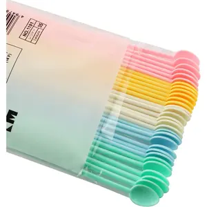 60PCS Candy Color Plastic Mini Disposable Stirrers Spoon Sticks for Coffee Tea Beverage Blending and Sauce Adjusting Tool