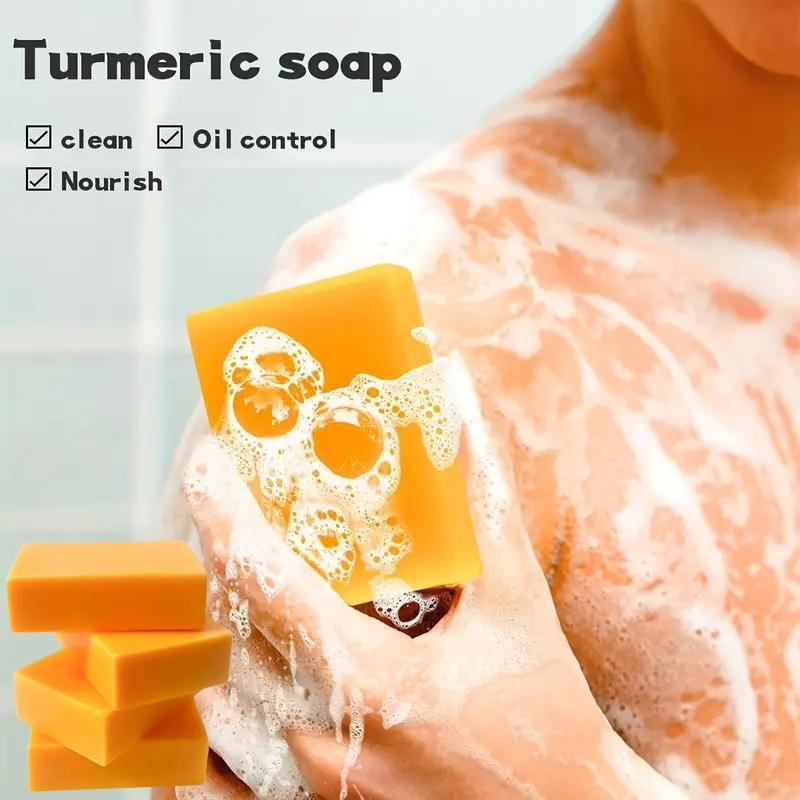 Turmeric Kojic Acid Soap Bar, Natural Soap Bar with Soap Saver Bag, Moisturizing Gentle Kojic Acid Soap Bar Set for All Skin Types