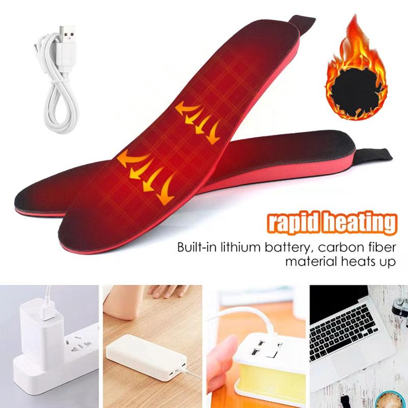 Remote control three-speed electric heating insole USB charging heating insole winter ski warm insole foot warm treasure Black