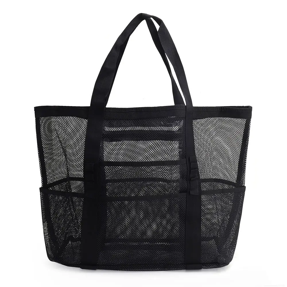 Large Capacity Beach Bag, Sandproof Mesh Pool Travel Storage Handbag, Multi-Pocket Design, Essential Vacation Beach Bag, Travel Organizer Bag, Carryall Tote Bag, Lightweight Beach Bag, Durable Beach Tote