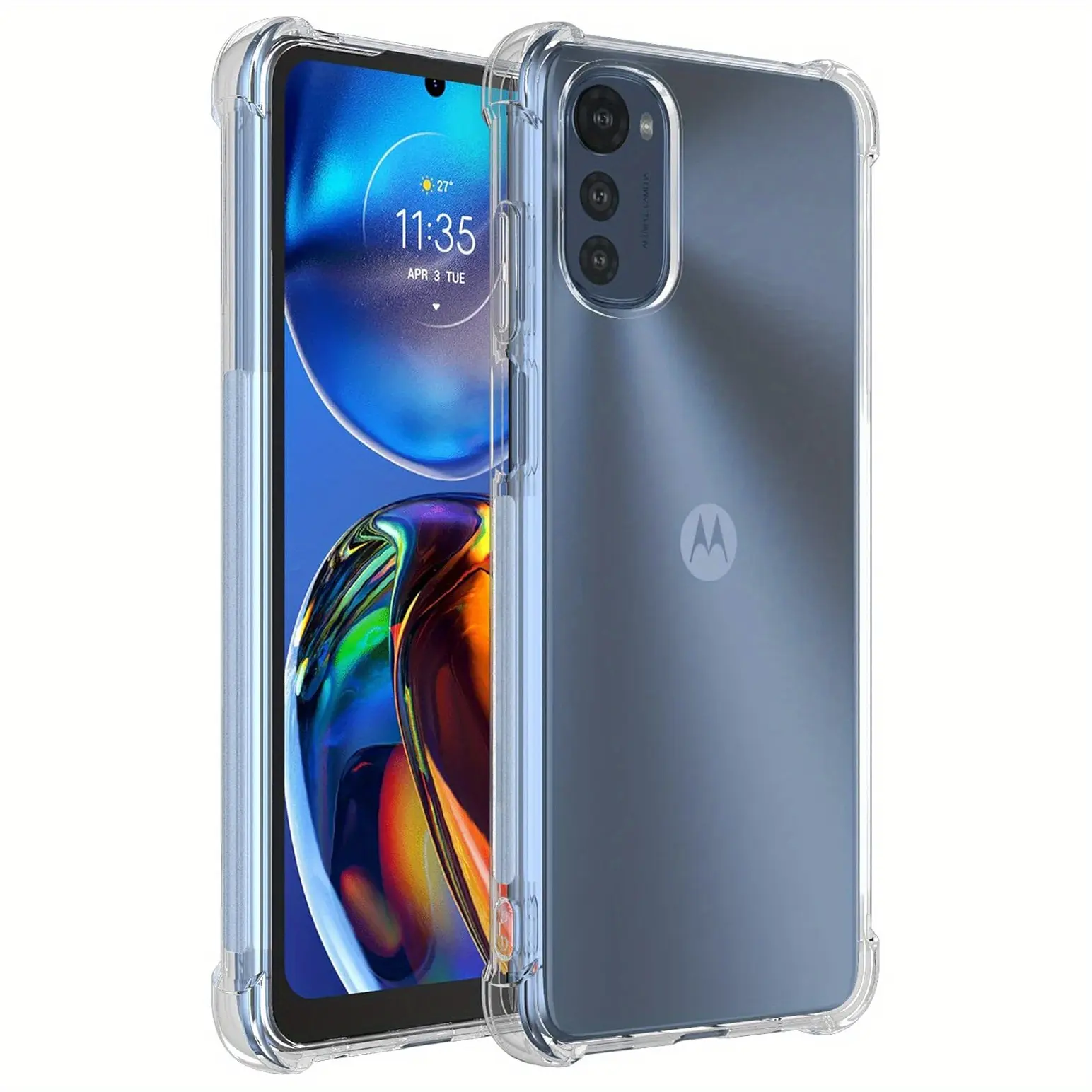Case for Motorola Moto E32, Clear Phone Case with Reinforced Corners Camera Protection Bumper Slim Fit Shockproof Flexible TPU Case, Transparent