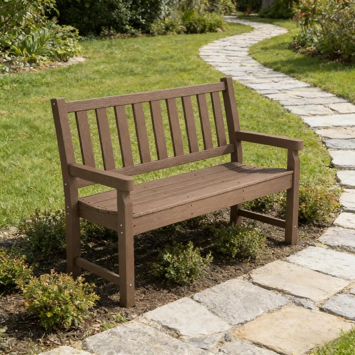 AobtkelPark Bench,2-Person Porch Bench,Outdoor Bench,Lawn Curved Seat On-Site