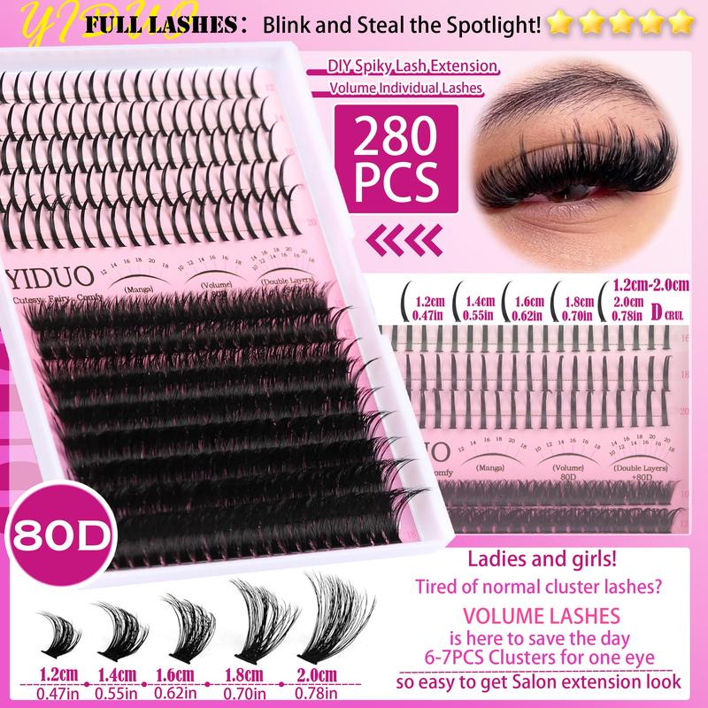 Individual False Eyelashes Kit, 60D/80D/100D Mixed Length Eyelash Extensions Kit, Self Grafting Curl Eyelashes, Eye Makeup Enhancement False Eyelashes, Cosmetic, Eyelash Set #TOP PICKS