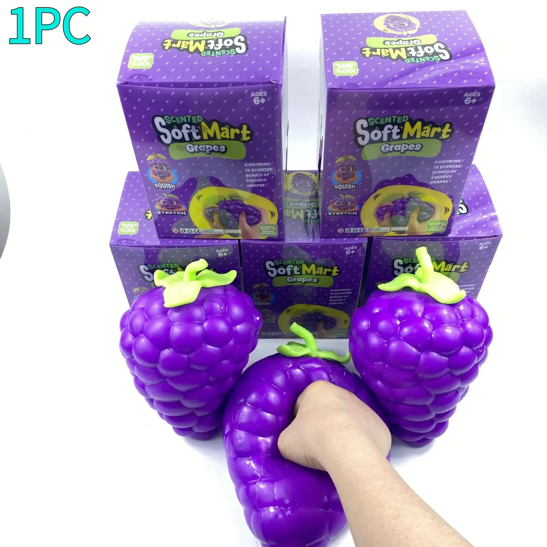 Giant Grape Stress Relief Toy, Ultra Soft Slow Rebound Squeeze Toy, Pressure Release Tool, Cute Realistic Cheese Block Texture Toy for Adults and Kids, Grape Squishy