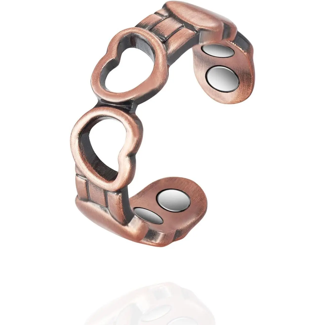 Copper Rings, 99% Pure Copper Heart Adjustable  Ring for Women, Fahion  Gifts