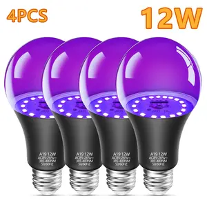 Kasotile LED Blacklight Bulb, 12w A19, Equivalent to 100w Brightness, Ideal for Body Painting, Party Atmosphere, Night Glow Effect
